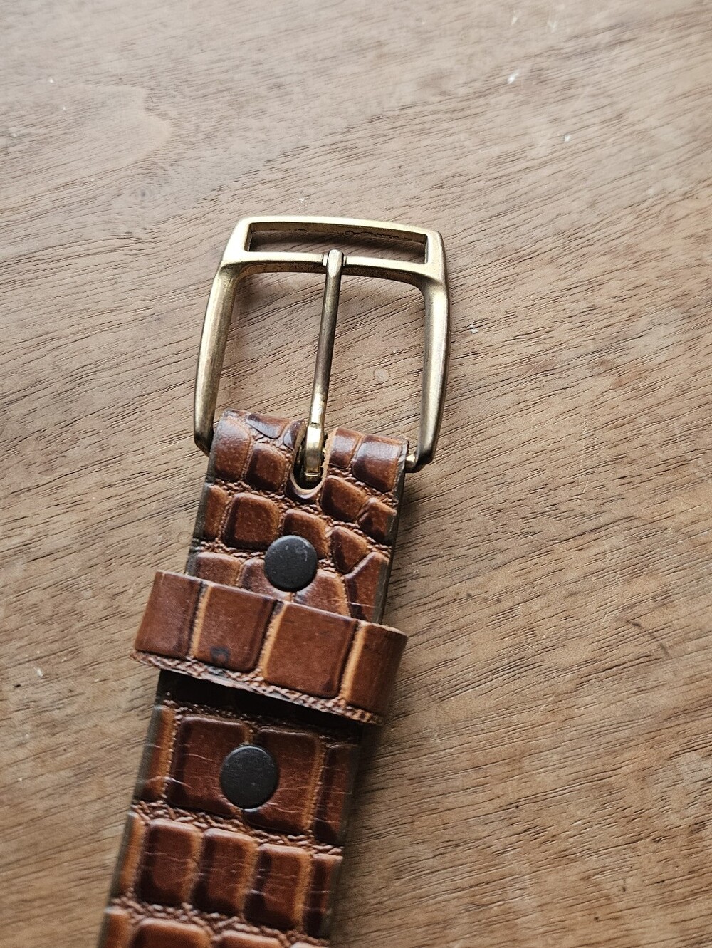 Women's Brown Croc-Embossed Leather Belt Sz. 38 - Picture 2 of 6